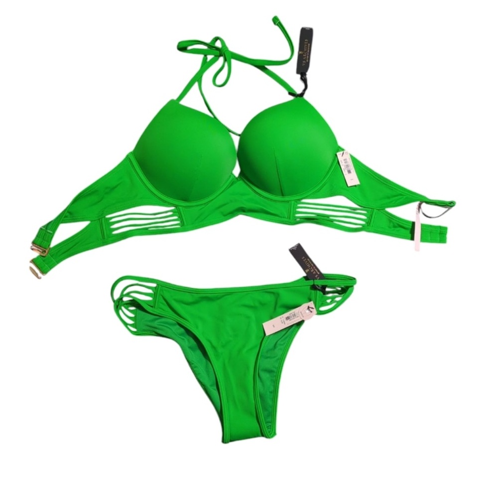 Victoria's Secret Swim Bombshell Push-Up Cheecky Bikini Strappy Bottom 32C/Large